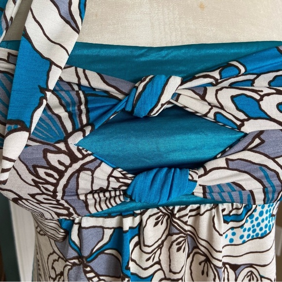 Xis Clothing Vintage Y2K Teal and Cream Floral Tank Top Women’s Size Small - Picture 3 of 9